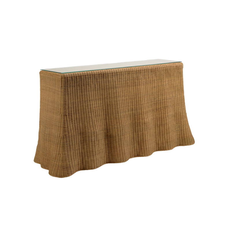 Savannah 74'' W Glass Console Table, Natural/Clear