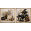 «Vintage Book Grand Piano and Violin With Artistic Musical Elegance», ensemble de 2 reproductions d'art sur toile encadrées-131653462-131653463