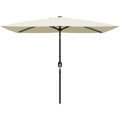 Parasol d'extérieur rectangulaire 10 pi x 6,5 pi avec manivelle et bouton inclinable