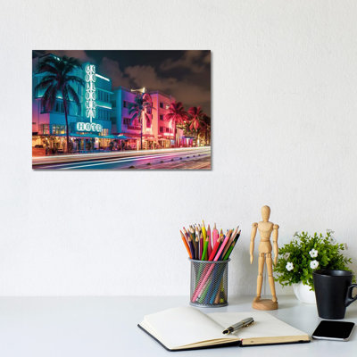 Ocean Drive Night Vibes by Susanne Kremer - Wrapped Canvas Gallery-Wrapped Canvas Giclée
