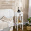 Table basse blanche à 2 niveaux avec tiroir & amp; Tablette - Rangement peu encombrant pour le salon / la chambre à coucher