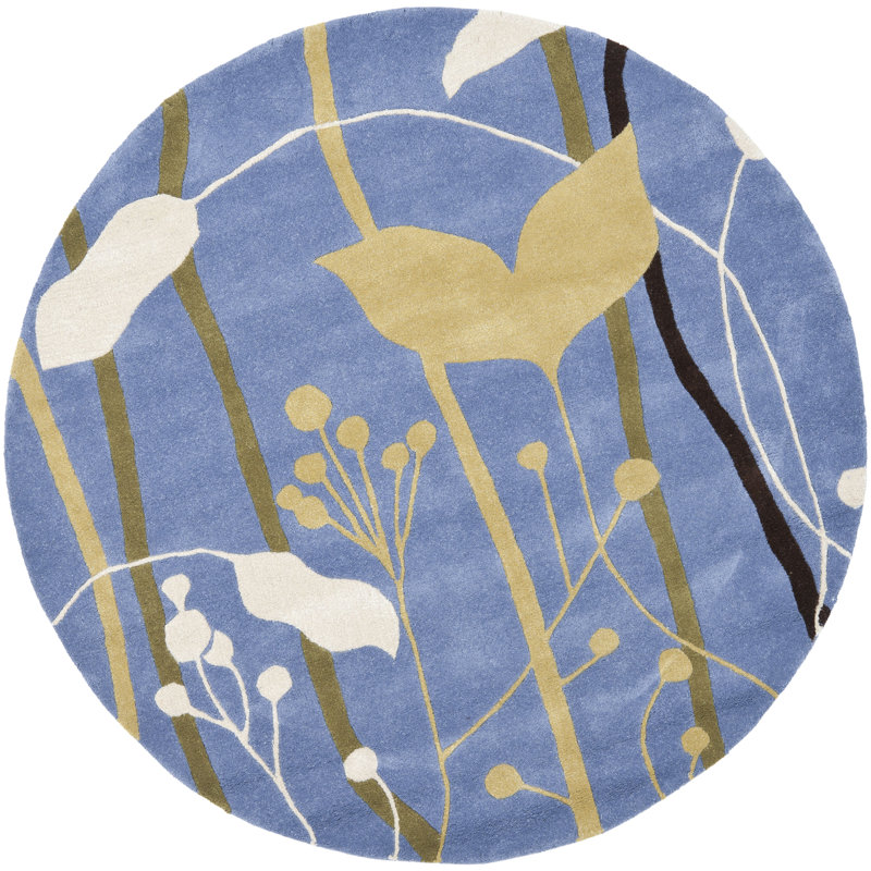 Soho Hand Tufted Wool And Viscose Floral Rug, Round 6'