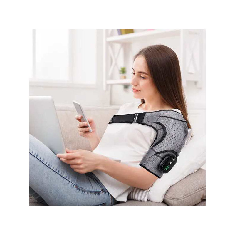 45-75 Heated Shoulder Massager Pain Relief Shoulder Massager With 3 Heating Levels 3 Vibration Modes USB Rechargeable Auto-Off Universal Fit Gift For Parents Friends