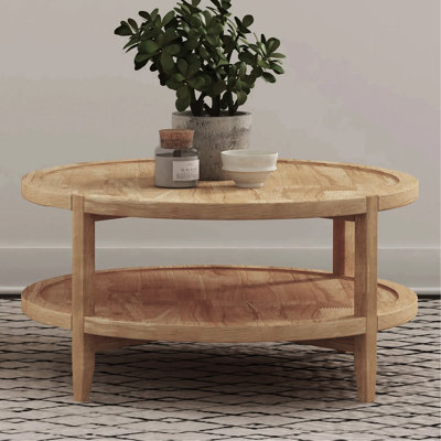 Table basse ronde avec tablette inférieure, table de salon