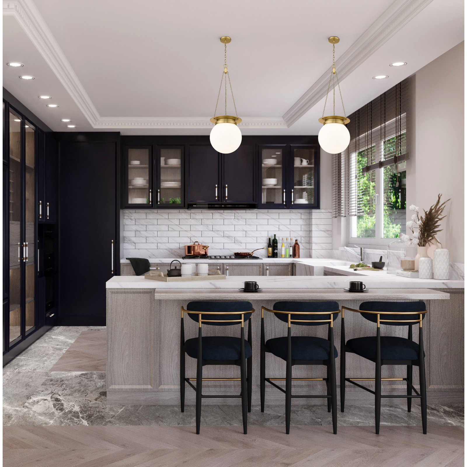 Zella Single Light Glass Dimmable Pendant, Heritage Brass, White, 86.75" H x 13" W x 13" D