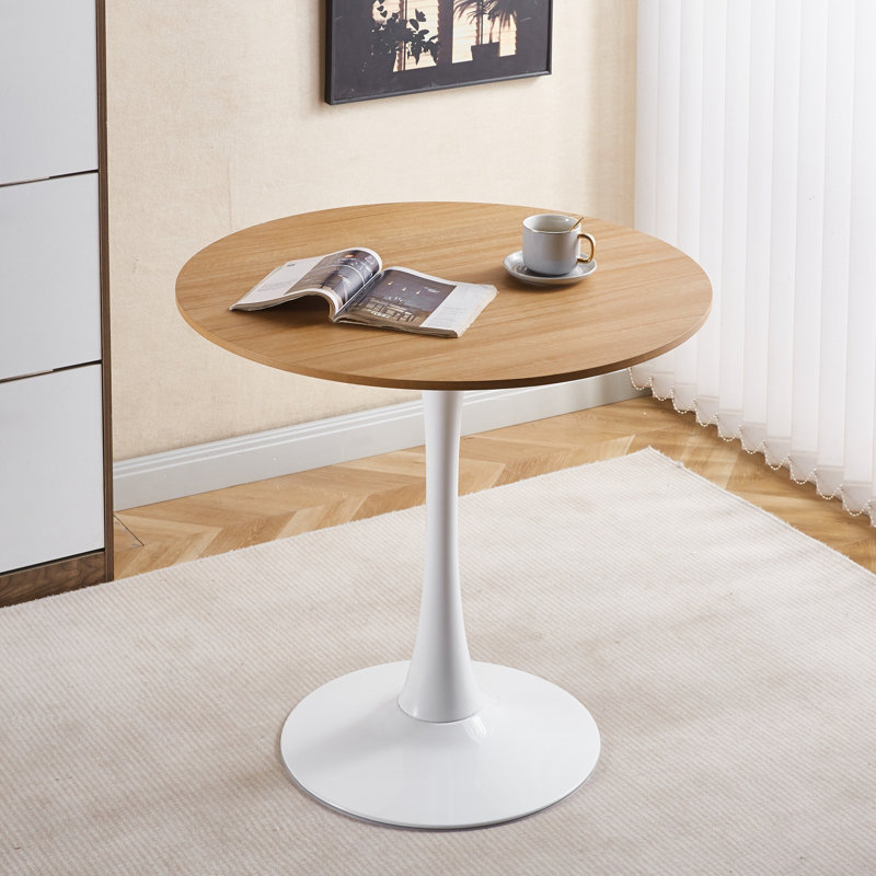 Table de salle à manger ronde, Plateau en chêne / base blanche