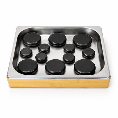 SereneLife Portable Massage Stone Warmer Set Electric Spa Hot Stones Massager and Heater Kit with 6 Large and 6 Small Round Shaped Basalt Warm Massaging Therapy Rocks Equipment