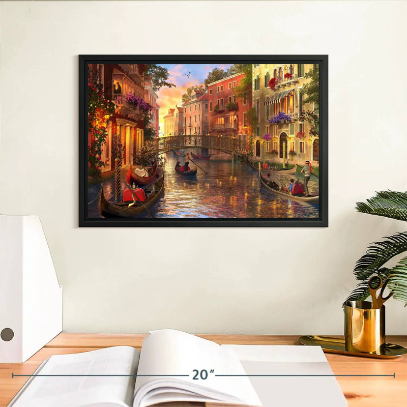 Hannes, coucher de soleil romantique à Venise, H 9 po x l 13 po