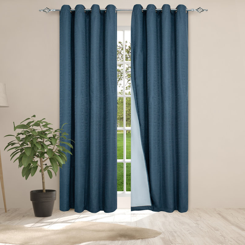 Rideau 100% polyester / 100% polyuréthane , Bleu, L 54 po x L 84 po