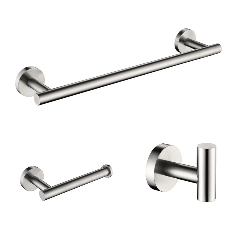 Sus304 Stainless Steel Bathroom Hardware 3, Brushed Nickel, Strong Bath Shower Fixtures  Robe Hook, Toilet Paper Holder, Towel Bar  Toilet Bar, Robe Hook