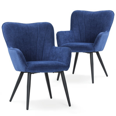 Upholstered Accent Chairs, Modern Wing Back Armchair Vanity Chairs Reading Chairs with Metal Legs