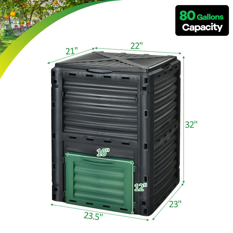 80 Gallons Plastic Outdoor Stationary Composter