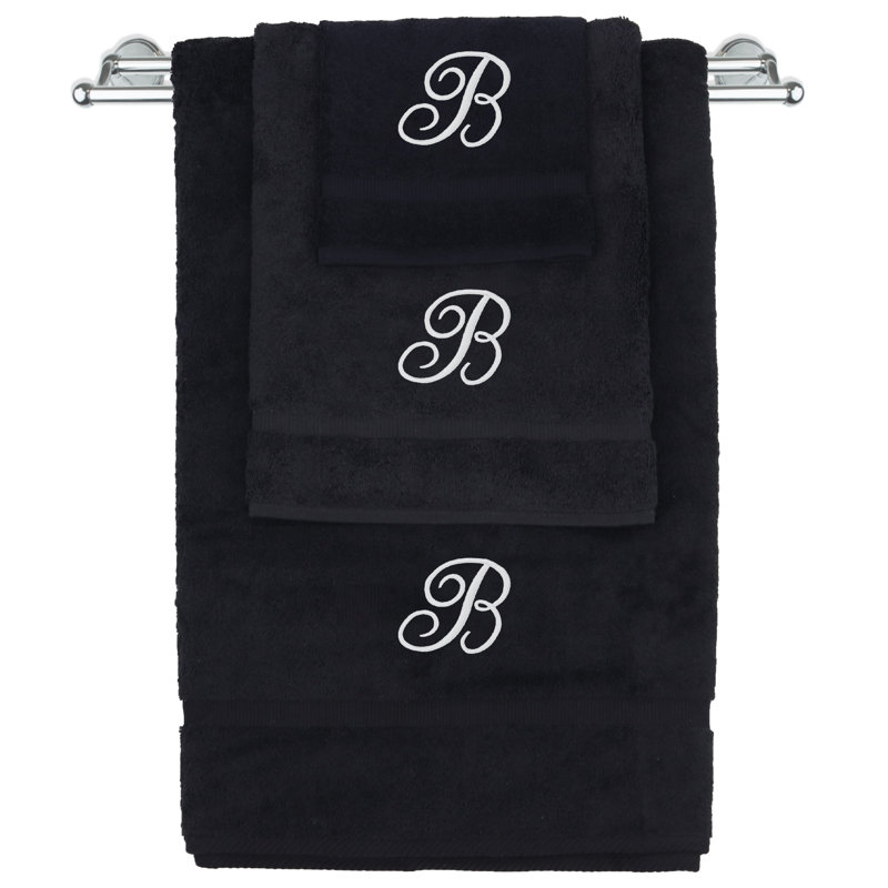Ensemble de serviettes Marcelline, Noir / blanc, B