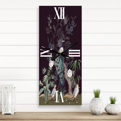 Horloge murale traditionnelle chinoise avec oiseaux et pivoines V