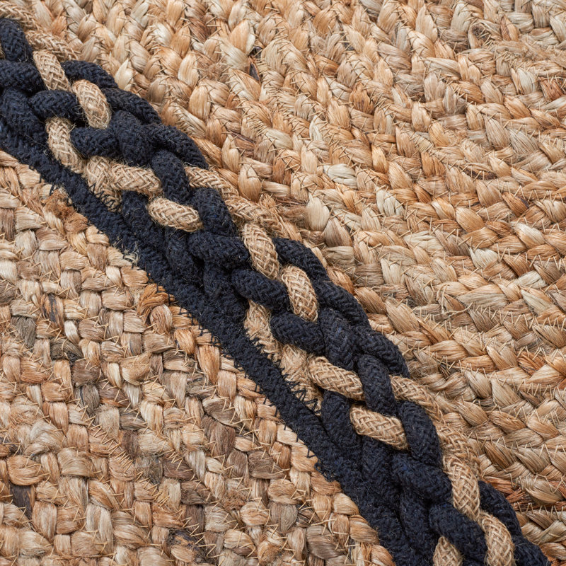 Tapis en jute / coton tissé à la main Triche, Ovale 4 pi x 6 pi