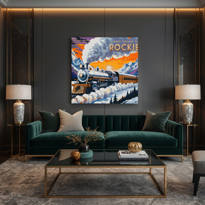 "Transport", train rétro, affiches sur toile beige