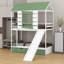 Lit superposé en bois simple au-dessus de simple en forme de maison avec lit gigogne et glissade convertible