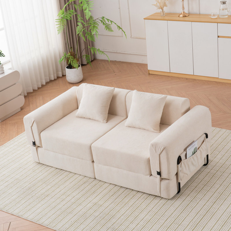 Canapé double modulaire inclinable Boneless, Beige