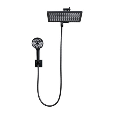 Adjustable 12" Rectangular High Pressure Dual Shower Head with 6-Spray Handheld Shower with Filter