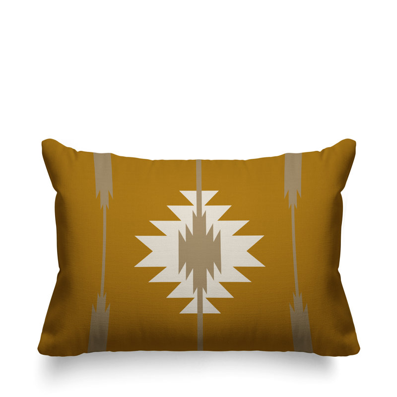 Jolon Outdoor Reversible Throw Pillow, 14" x 20", Yellow, Rectangular