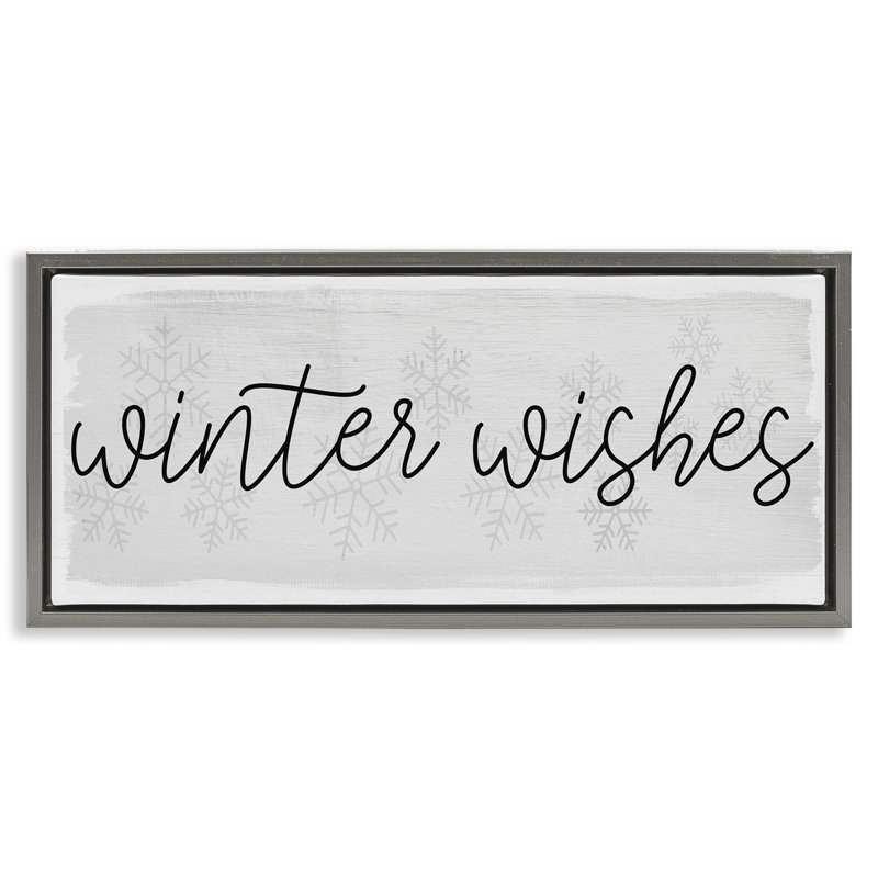 Winter Wishes Sentiment, Cadre flottant gris lustré, H 11 po x l 25 po