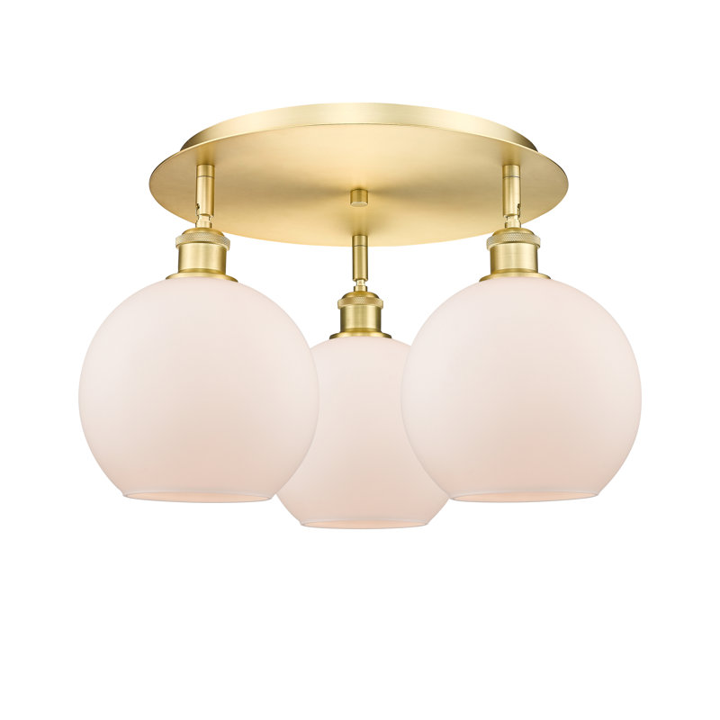Ellington Glass Flush Mount, Matte White, Satin Gold