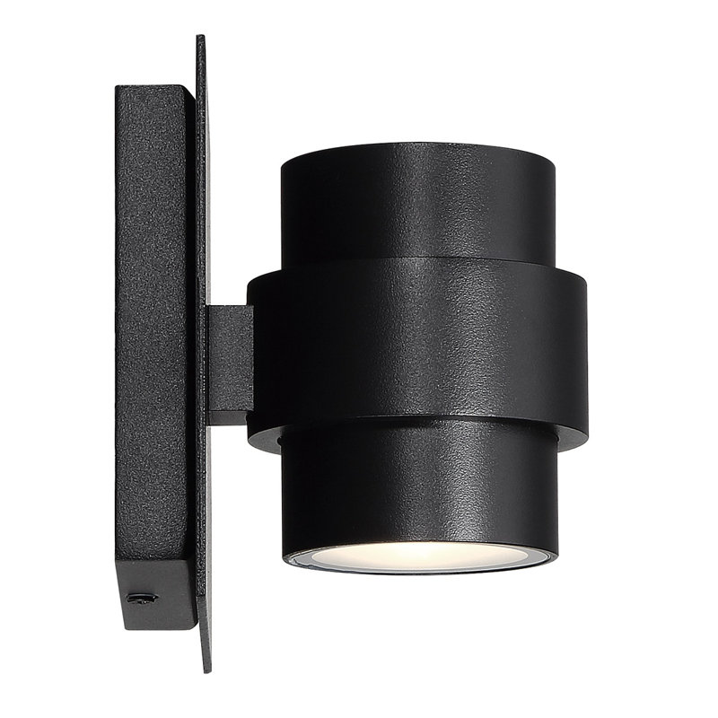 Barrel LED Outdoor Sconce, 5" H x 4.44" W x 5.25" D, Black