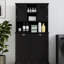 Armoire de rangement noire. Matériau E1, solide et stable. Capacité de charge de 150 lb. Conception d'espace avec tablettes réglables. Gardez les sacs amovibles bien rangés. Poignée carrée simple. Surface enduite pour-1327328216