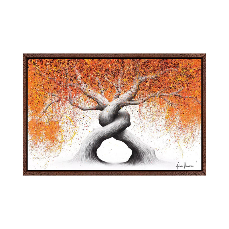Twisting Love Trees by Ashvin Harrison - Print on Canvas, 101.6 cm H x 66.04 cm W, Classic Brown Wood Framed