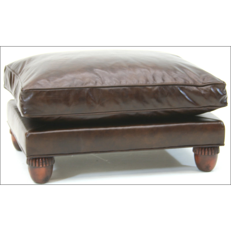 Leather Ottoman, Croc Gator Brown, Brushy Bayou