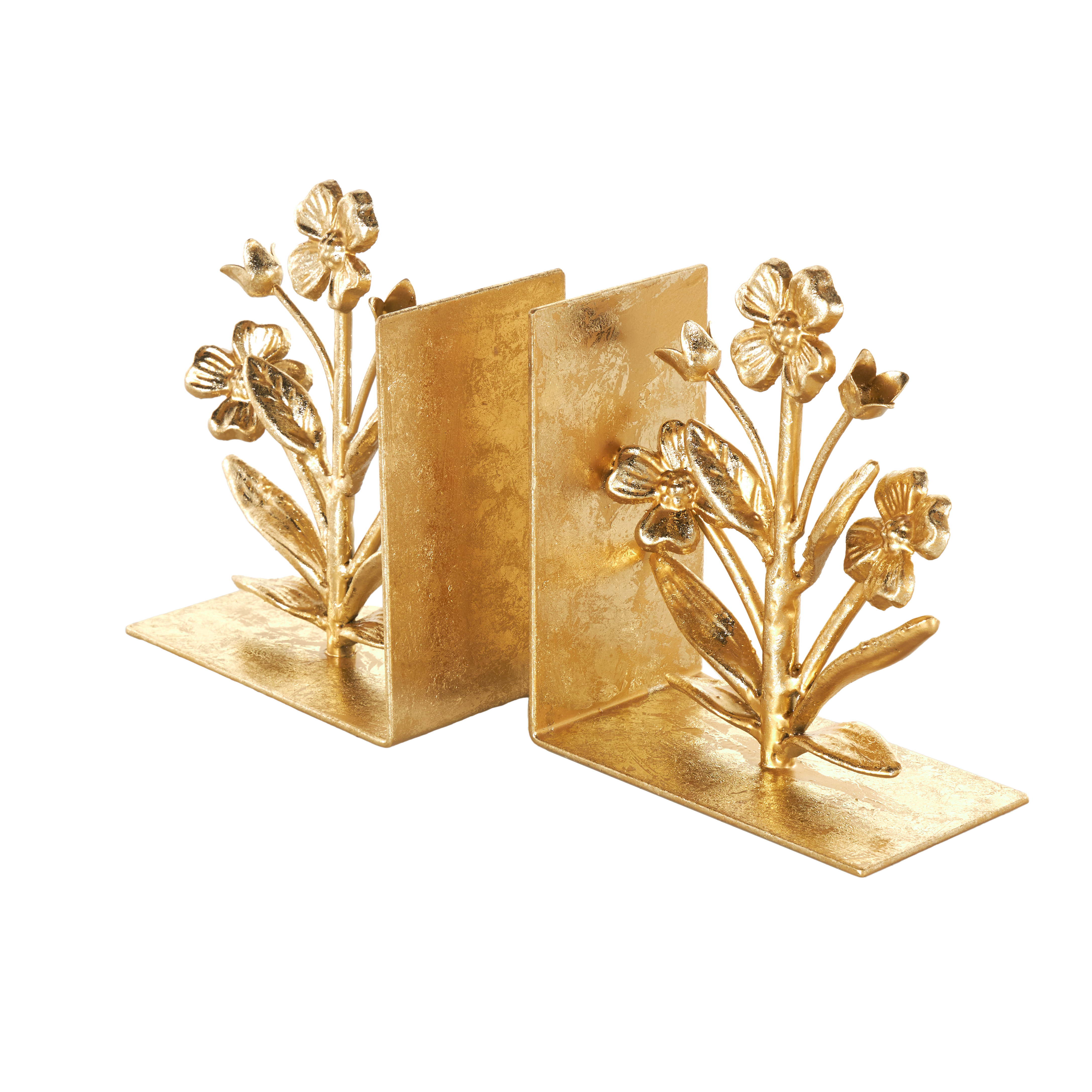 House of Hampton® Cole And Grey Metal Floral Decorative Bookends With Shimmer Details & Reviews | Wayfair
