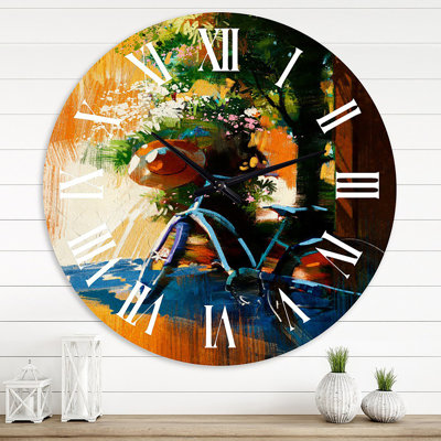 Vintage Bicycle and Old Hat On Summer Day - Vintage wall clock