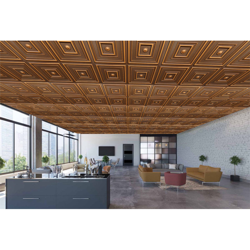 Carreau de plafond en PVC 2 pi x 2 pi Falkirk Perth, Or antique