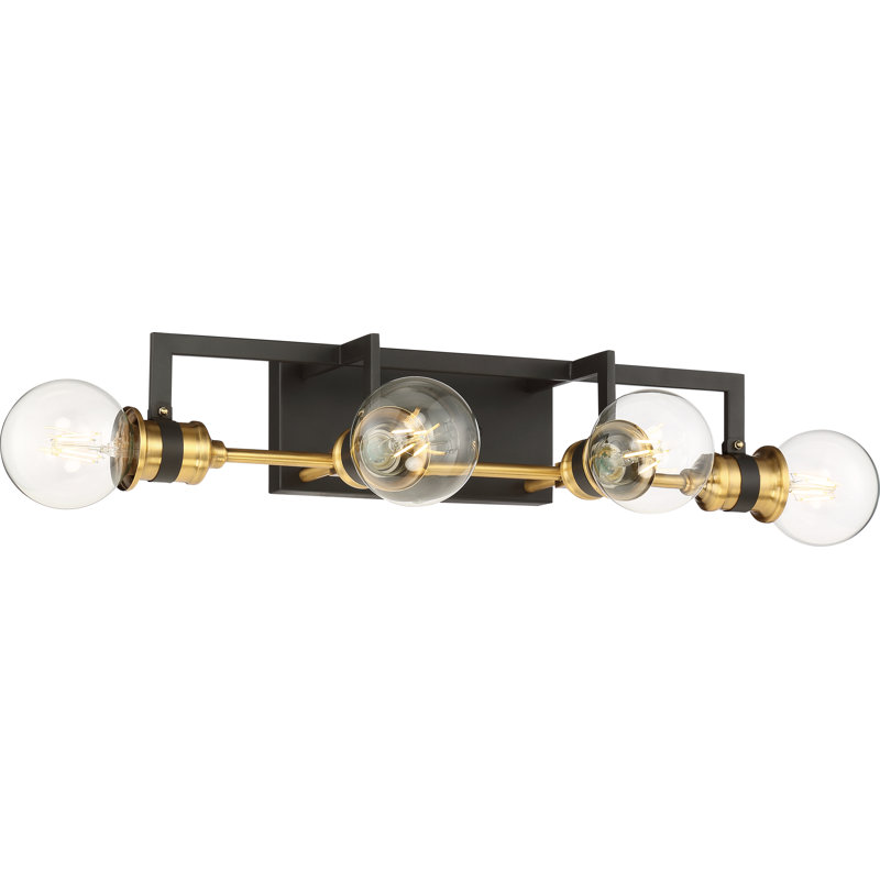 Éclairage pour salle de bain 4 lumières à intensité variable laiton / noir Tommie, 4 lumières