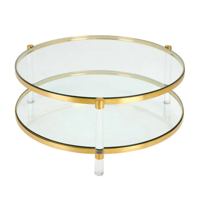 Glendi Glass Top Coffee Table, Gold