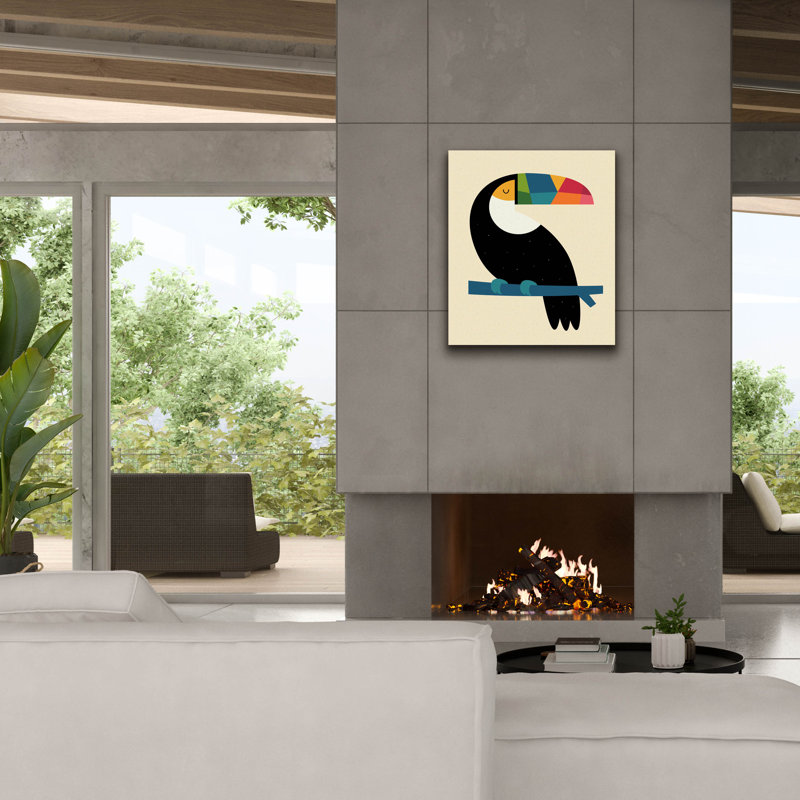 «Rainbow Toucan» par Andy Westface, H 30 po x l 26 po x P 1,5 po