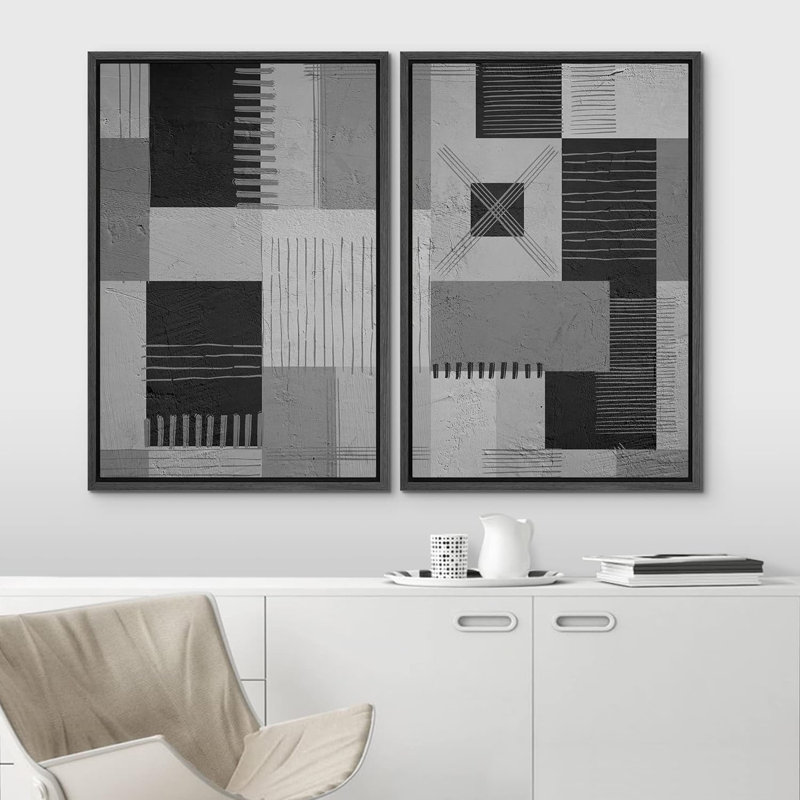 Geometric Line 2 - Pieces, 36" H x 48" W, Black