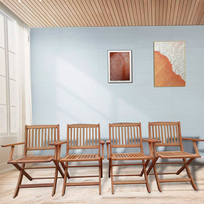 Ensemble de salle à manger pliable pour patio, 4 chaises pliantes, intérieur et extérieur universel, teck