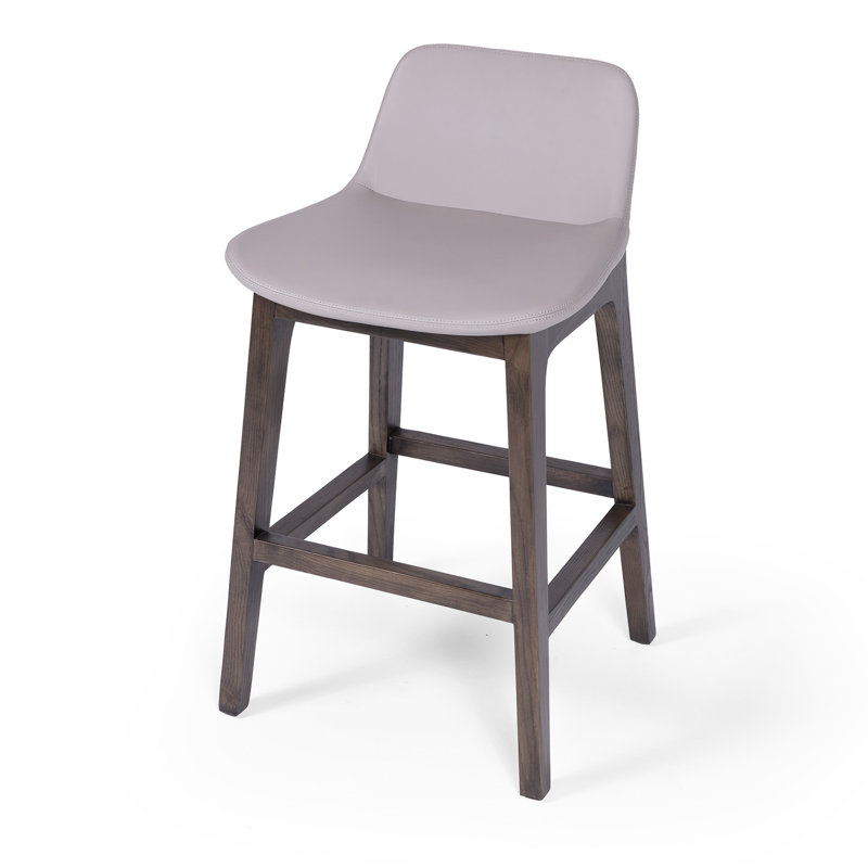 Modern Upholstered Counter Stool With Walnut Base