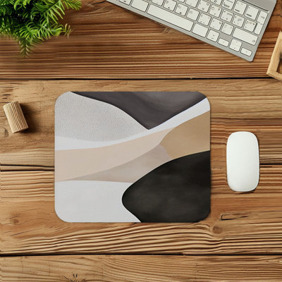 Abstract Scandinavian Minimalist Abstract II Paint Brush Strokes Mid-Century Modern Gaming Cute Office Laptop Desk Pad Gift Mat Square Rectangle Non-Slip Mousepad