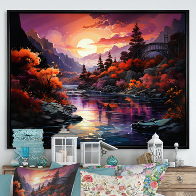 Reproduction d'art sur toile, "Pink Bridge Twilight Passage I"