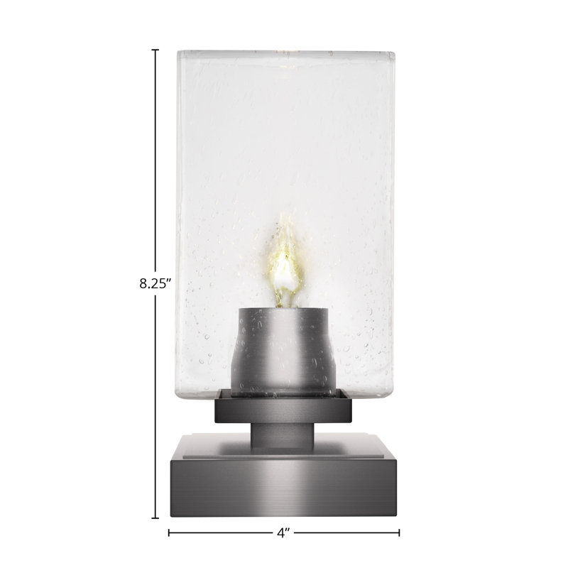 Luna Accent Lamp Shown With 4" Square Clear Bubble Glass, Graphite