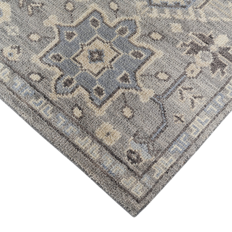 Tapis gris noué à la main Divine, Rectangulaire 2 pi x 3 pi