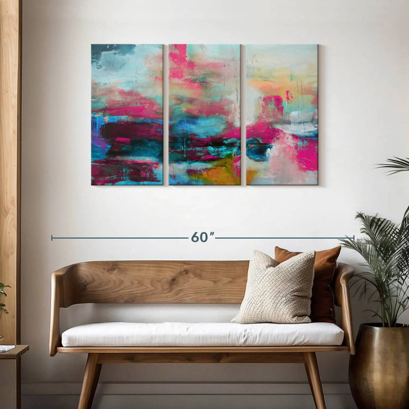 Avery Abstract Pink Aqua, 28" H x 45" W