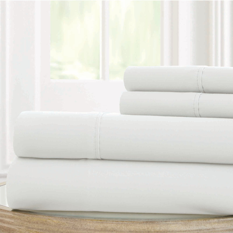 Microfiber Sheet Set, Full Sheet Set + Fitted Sheet + 2 Pillowcases, White
