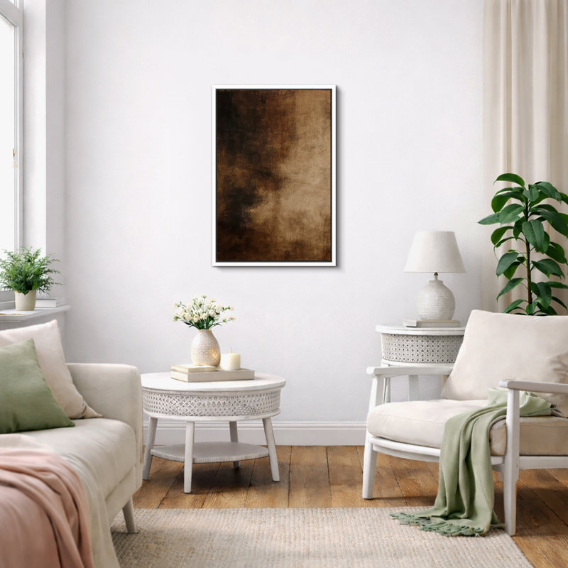 Impression murale sur toile encadrée riche brun foncé et brun doré chaud, H 24 po x l 16 po x P 1,5 po, Cadre flottant blanc
