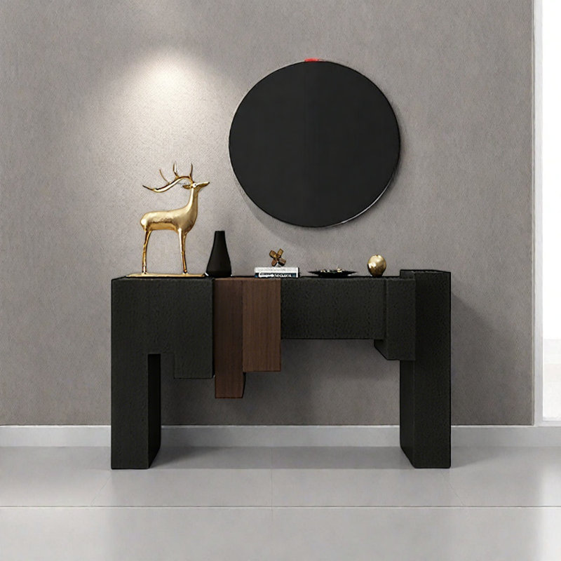 Console Modern Minimalist Art Design, H 35,43 po x l 47,24 po x P 15,75 po, Noir / bois brun foncé