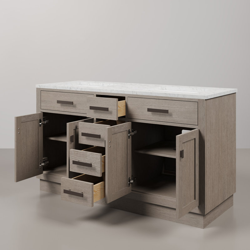 Meuble-lavabo double 60 po Allencoe, Chêne gris
