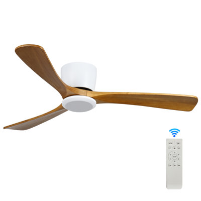 42 in. Flush Mount Ceiling Fan With Remote, Reversible Dc Motor, 3 Dark Walnut Blades