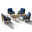 Ensemble de conversation d'extérieur en teck pour quatre personnes avec coussin et deux tables d'appoint-738850613-738850633